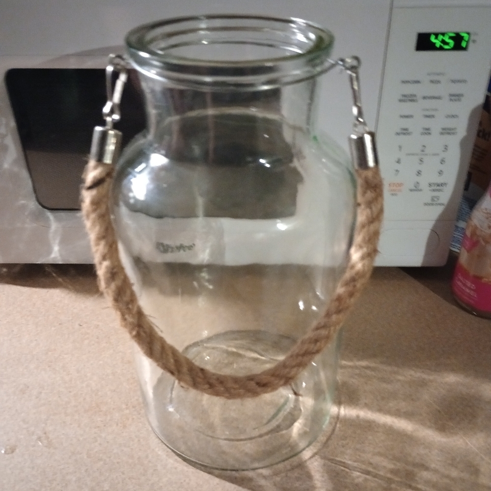 Glass Vase with Rope Handle